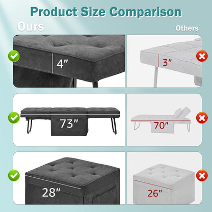 Modern 4-in-1 Sleeper Chair, Folding Sofa Bed Ottoman