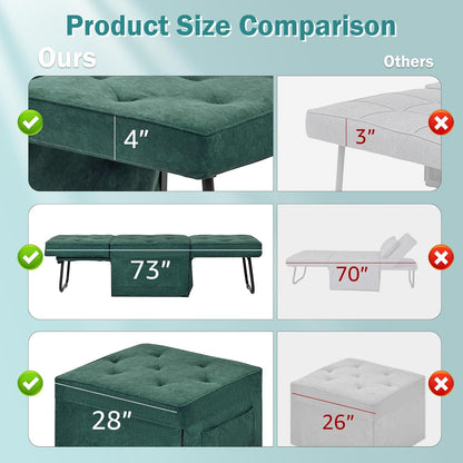 Modern 4-in-1 Sleeper Chair, Folding Sofa Bed Ottoman