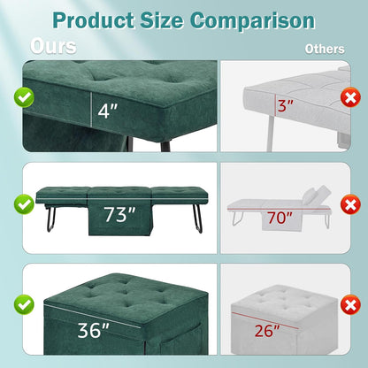 Modern 4-in-1 Sleeper Chair, Folding Sofa Bed Ottoman
