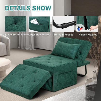 Modern 4-in-1 Sleeper Chair, Folding Sofa Bed Ottoman