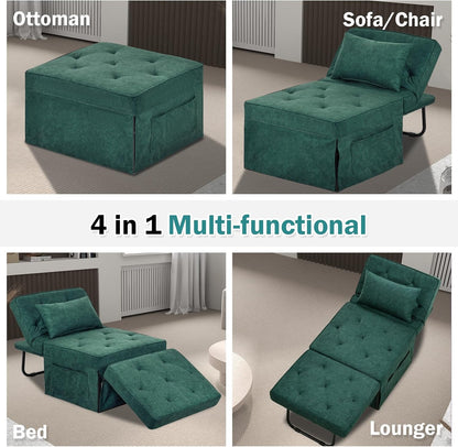Modern 4-in-1 Sleeper Chair, Folding Sofa Bed Ottoman