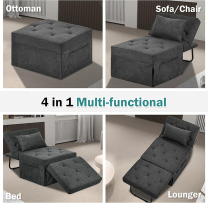 Modern 4-in-1 Sleeper Chair, Folding Sofa Bed Ottoman
