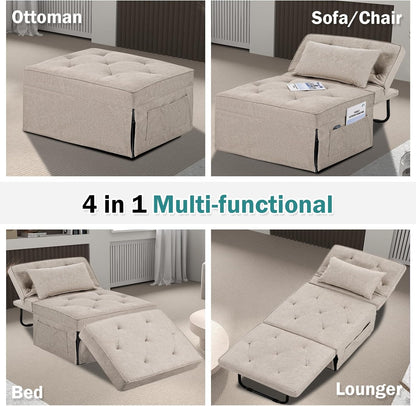 Modern 4-in-1 Sleeper Chair, Folding Sofa Bed Ottoman