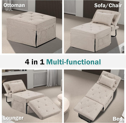 Modern 4-in-1 Sleeper Chair, Folding Sofa Bed Ottoman