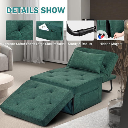 Modern 4-in-1 Sleeper Chair, Folding Sofa Bed Ottoman