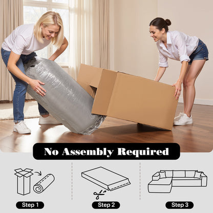 OVIOS 104" L-Shape Modular Couch with Chaise,Corduroy Fabric,No Assembly Required
